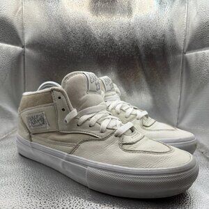 Size 9.5 VANS Half Cab Mens White Low Top Lace-Up Comfort Skateboarding Shoes